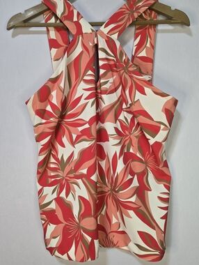Boston Proper Size S Floral Tropical Print Women Halter Style Top